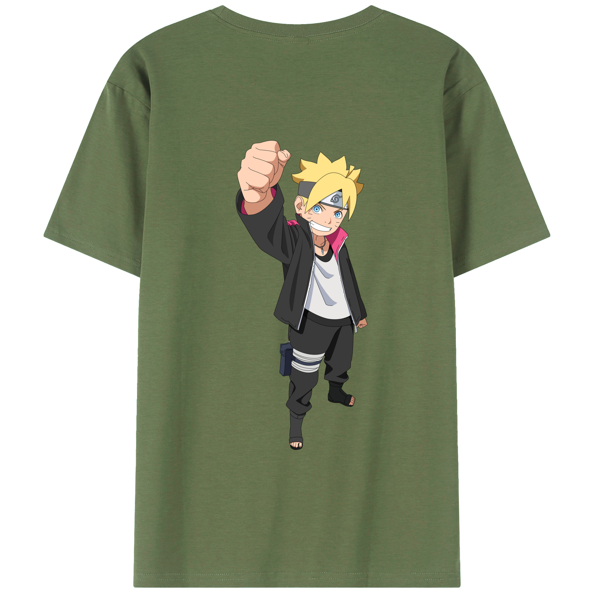 （画像用） NARUTO -ナルト- うずまき ボルト Uzumaki Boruto 綿100％ メンズ半袖Tシャツ（バックプリント） 通気性
